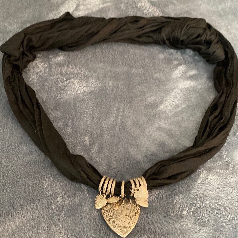 Black Sash with Silver Filigree  Hearts